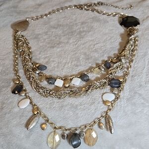 #213 Chico's Multi-Layered Necklace in Gold and Black